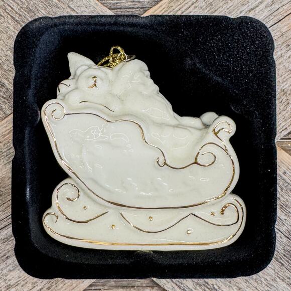 St. Nicholas Square, Santa’s Sleigh and Toys Porcelain Ornament, Original Box - Picture 4 of 9
